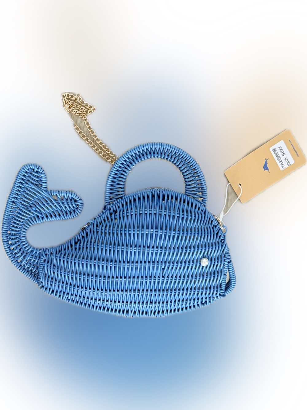 Tommy Bahama, NWTS Blue whale 🐳 Woven Straw Fish Handbag, viral sensation - Picture 4 of 6
